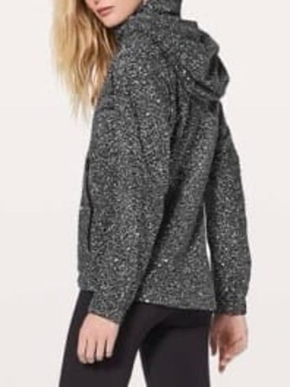 Lululemon Hooded Waterproof Rain Jacket Black White Splatter Print Size 6